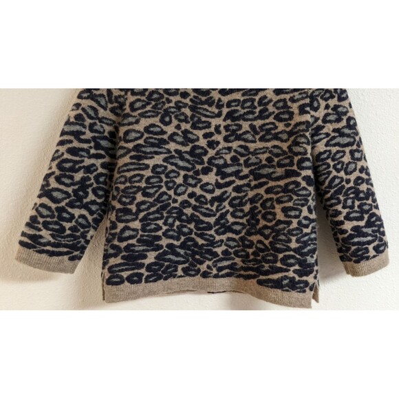 ANN TAYLOR Animal Print Alpaca/Merino Wool Blend Thick Plush Button-Up Sweater S - Picture 8 of 11
